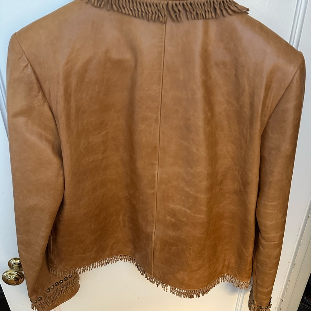 Double D Ranch Tan Leather Jacket - Picture 7 of 8